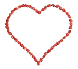 Single Valentine's heart shaped using pomegranate seeds