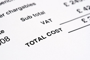 Bill Total statement close-up. Concept for managing money, billing, energy, fuel, charges and...