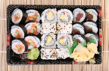 Set of sushi, japaneese seafood.