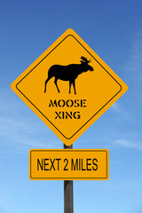 Moose Xing warning roadsign