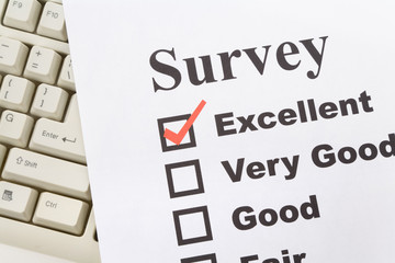 questionnaire and computer keyboard