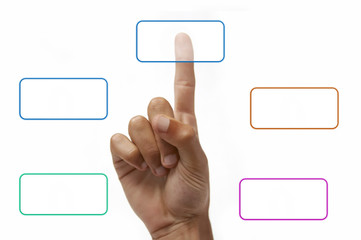 The hand presses the button