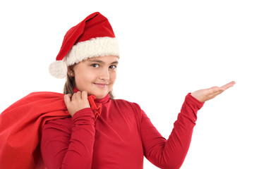 Beautiful girl with hat of christmas