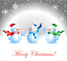 Christmas card, snowmans