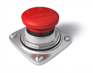 Red button over white, concept of action.