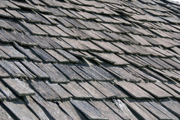 Old wood shingle roof