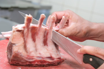 cutting lamb chop