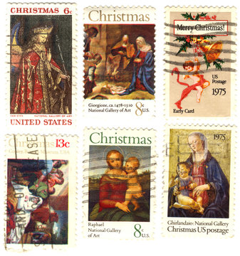 rare classical Collectible stamps USA with christmas picture of