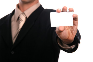 businessman with empty card in hand
