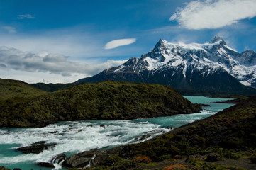 Naklejka na ściany i meble Salto Grande Waterfall, Torres del Paine, Patagonia