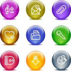Color glass ball web icons, set 11