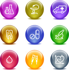 Color glass ball web icons, set 12
