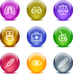 Color glass ball web icons, set 13