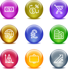 Color glass ball web icons, set 23