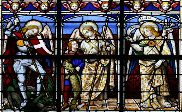 Stained glass in St.Sulpice cathedral (Fougeres,France)