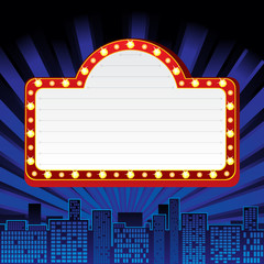 Neon sign at city