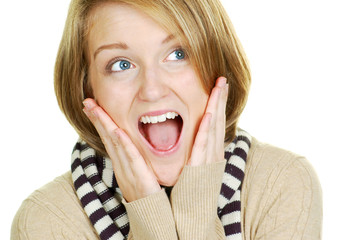 Excited Blond Woman