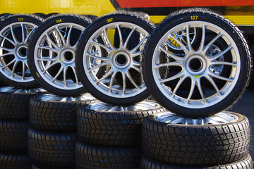 Piles of racing tires