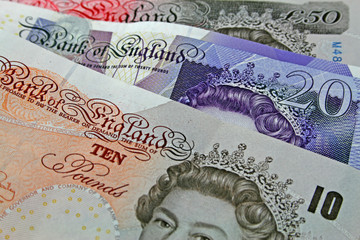 close up 10,20,50 pound notes