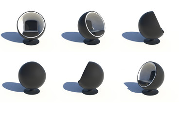 Six stylish round black armchairs