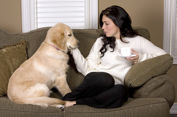 woman and dog