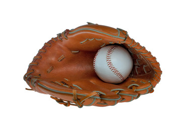 Baseball glove and ball isolated
