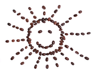 coffee beans like sun smile