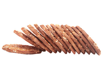 Stack of cookies isolated on white.