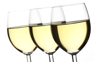 Three glasses of white wine
