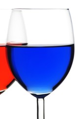 Wineglass of blue liquid