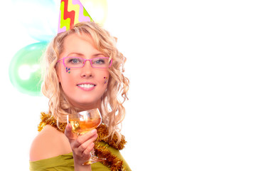 Beautiful blonde the girl during the carnival