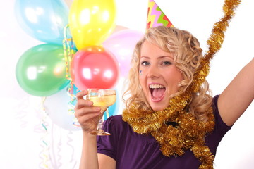 Beautiful blonde the girl during the carnival