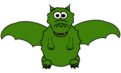 Magic Dragon Cartoon - Isolated On White