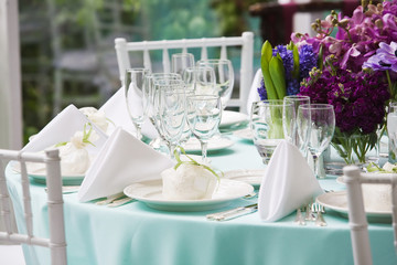 Wedding table set for fine dining