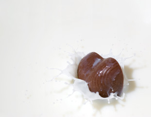 Chocolate heart and milk