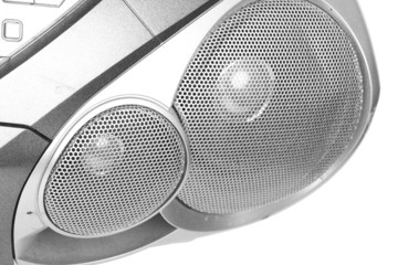 close-up speakers of tape recorder