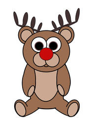 Rudolf The Reindeer Stuffed Toy Cartoon - Isolated On White