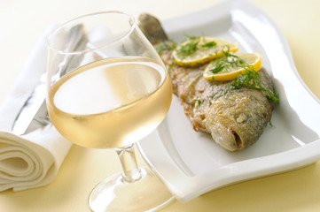 Roasted trout with lemon and dill