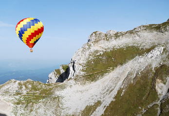Hot air balloon in the alps