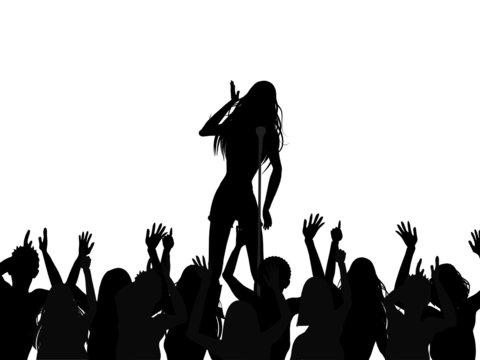 Singer And Crowd Silhouette