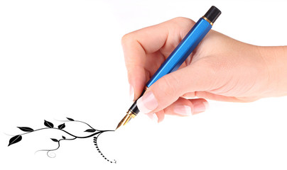 Hand with fountain pen