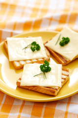 Toast bread with cheese for breakfast