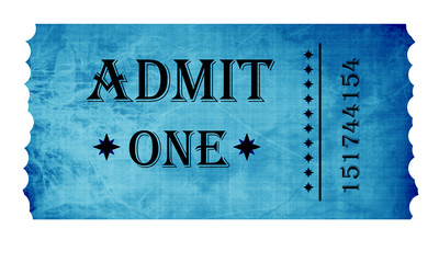 Isolated admit one ticket