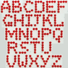 Font made of the red mosaic