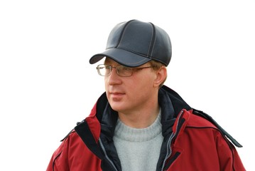 Portrait of man on a white background