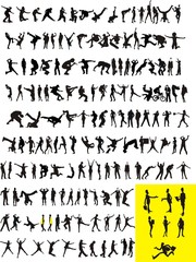 Silhouettes of young people