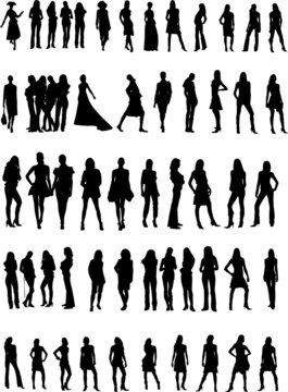 Vector girls silhouettes