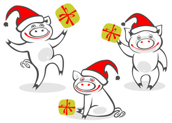 cartoon christmas piggies