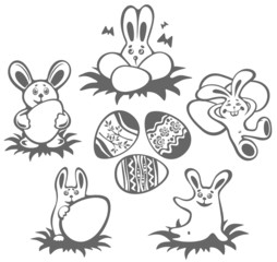 easter rabbits and eggs