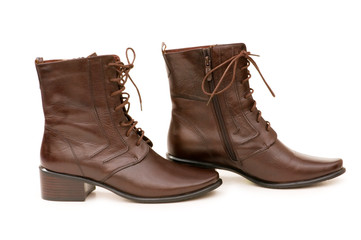 Brown boots isolated on the white background